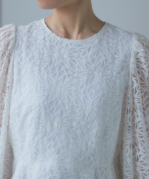 Callarus（カラルス）の「＜単品＞総レースペプラムデザインブラウス〔Callarus〕（シャツ/ブラウス・レディース・ホワイト/ブラック・S/M/L/LL/3L）」の6枚目の写真