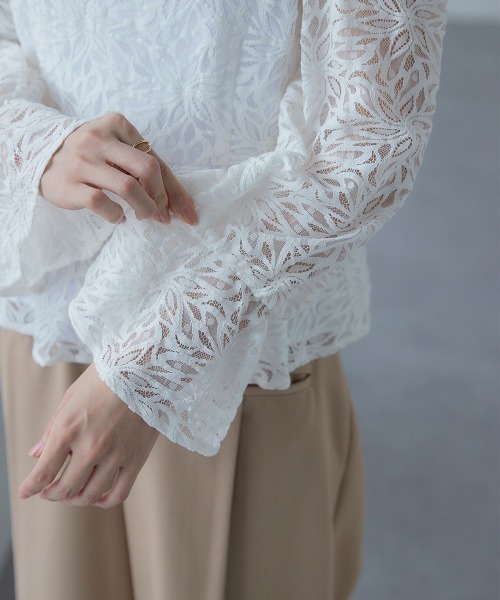 Callarus（カラルス）の「＜単品＞総レースペプラムデザインブラウス〔Callarus〕（シャツ/ブラウス・レディース・ホワイト/ブラック・S/M/L/LL/3L）」の10枚目の写真