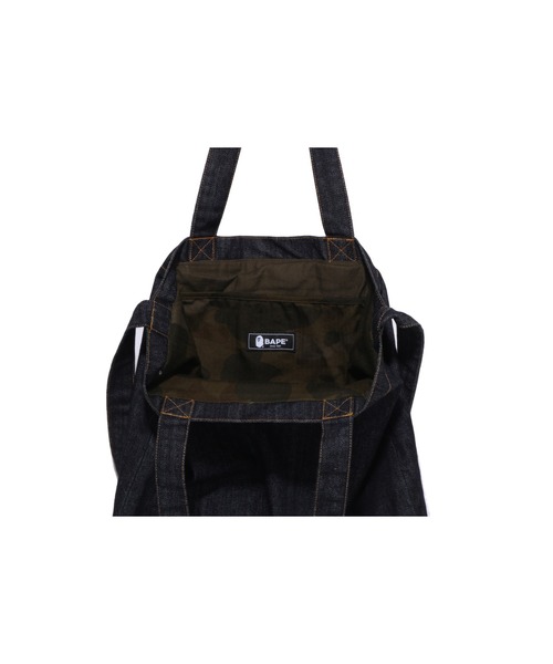 A BATHING APE（アベイシングエイプ）の「APE HEAD DENIM 2WAY TOTE BAG（トートバッグ・メンズ・インディゴブルー・FREE）」の4枚目の写真