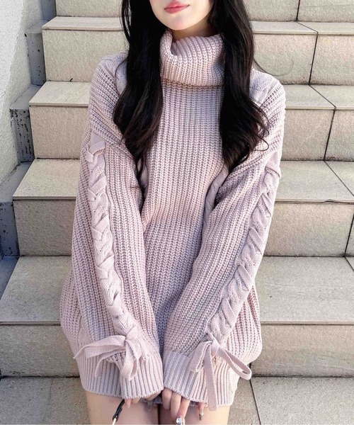 INGNI（イング）の「タートルネックルーズチュニックニット（チュニック・レディース・アイボリー/ボルドー/ピンク/ベージュ・M）」の19枚目の写真