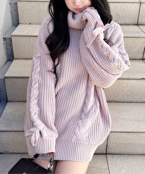 INGNI（イング）の「タートルネックルーズチュニックニット（チュニック・レディース・アイボリー/ボルドー/ピンク/ベージュ・M）」の20枚目の写真