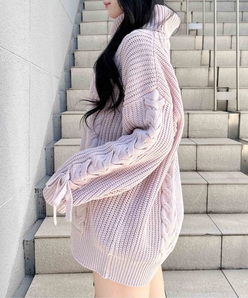 INGNI（イング）の「タートルネックルーズチュニックニット（チュニック・レディース・アイボリー/ボルドー/ピンク/ベージュ・M）」の22枚目の写真