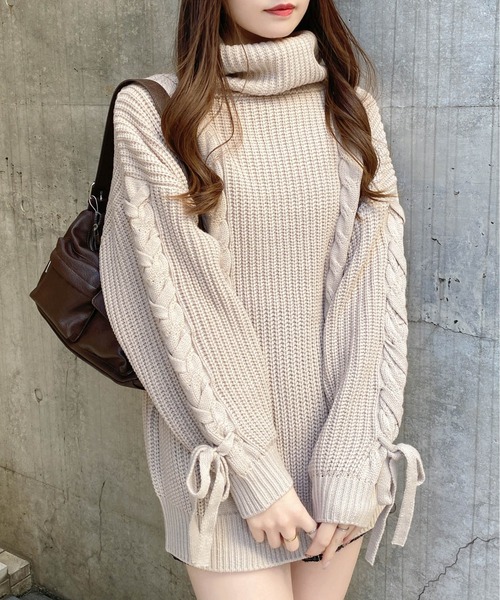 INGNI（イング）の「タートルネックルーズチュニックニット（チュニック・レディース・アイボリー/ボルドー/ピンク/ベージュ・M）」の14枚目の写真