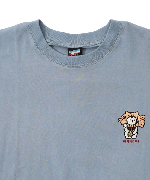 ScoLar Parity（スカラーパリティ）の「353137：タイ焼き招きネコ刺繍ロンT（Tシャツ/カットソー・レディース・オフホワイト/ブラック/ブルー・M）」の14枚目の写真