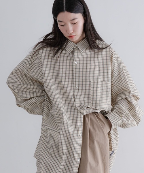 LOWRYS FARM（ローリーズファーム）の「【LFM(U)】BROADチェックシャツＬＳ　 640205（シャツ/ブラウス・メンズ・ベージュ/ネイビー・MEDIUM/LARGE）」の2枚目の写真