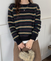 LUCPY（ラクピー）の「フェアアイル柄クルーネックニット／レトロ配色／あったかウールタッチ（ニット/セーター）」