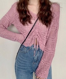 SHEPP（シープ）の「【26年春新作】【お気に入り2000人突破!】透かし編みカラーシャーリングニット（ニット/セーター）」