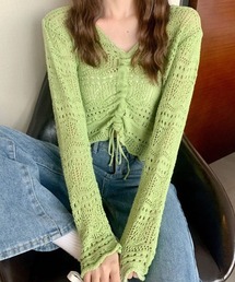 SHEPP（シープ）の「【26年春新作】透かし編みカラーシャーリングニット（ニット/セーター）」