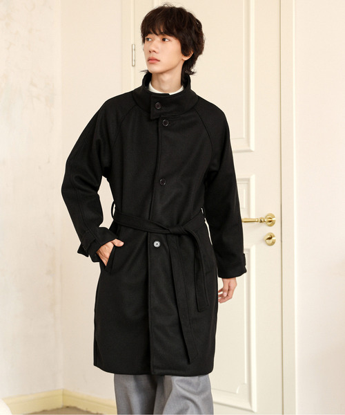 neos(ネオス)の「【neos】ルーズシルエット スタンドネック フェイクウール ロング コート ジャケット(ステンカラーコート・メンズ・ベージュ/ブラック・MEDIUM/LARGE/X-LARGE)」の3枚目の写真