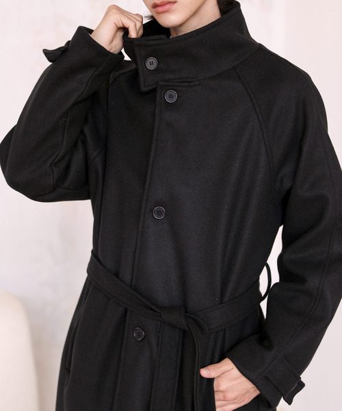 neos(ネオス)の「【neos】ルーズシルエット スタンドネック フェイクウール ロング コート ジャケット(ステンカラーコート・メンズ・ベージュ/ブラック・MEDIUM/LARGE/X-LARGE)」の6枚目の写真