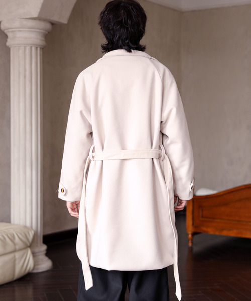 neos(ネオス)の「【neos】ルーズシルエット スタンドネック フェイクウール ロング コート ジャケット(ステンカラーコート・メンズ・ベージュ/ブラック・MEDIUM/LARGE/X-LARGE)」の12枚目の写真