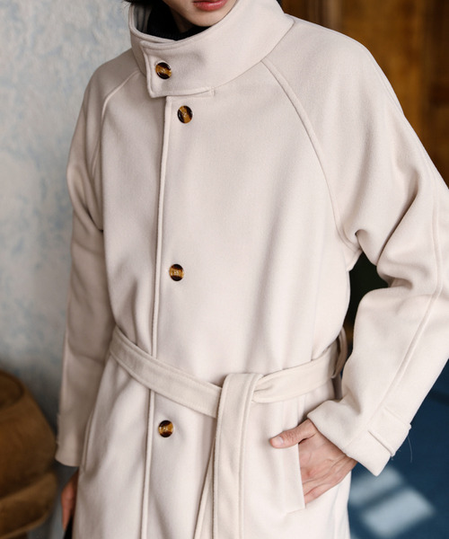 neos(ネオス)の「【neos】ルーズシルエット スタンドネック フェイクウール ロング コート ジャケット(ステンカラーコート・メンズ・ベージュ/ブラック・MEDIUM/LARGE/X-LARGE)」の13枚目の写真