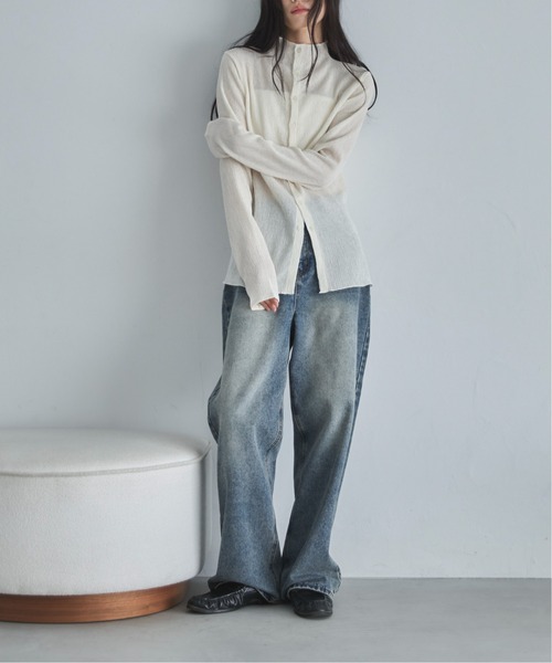 feepur（フェピュール）の「スタンドネックシャーリングシアーカーディガン（カーディガン/ボレロ・レディース・アイボリー/ブラック・MEDIUM）」の15枚目の写真