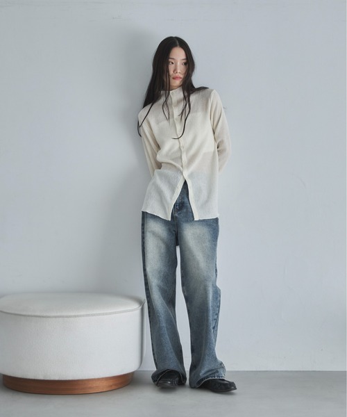 feepur（フェピュール）の「スタンドネックシャーリングシアーカーディガン（カーディガン/ボレロ・レディース・アイボリー/ブラック・MEDIUM）」の16枚目の写真