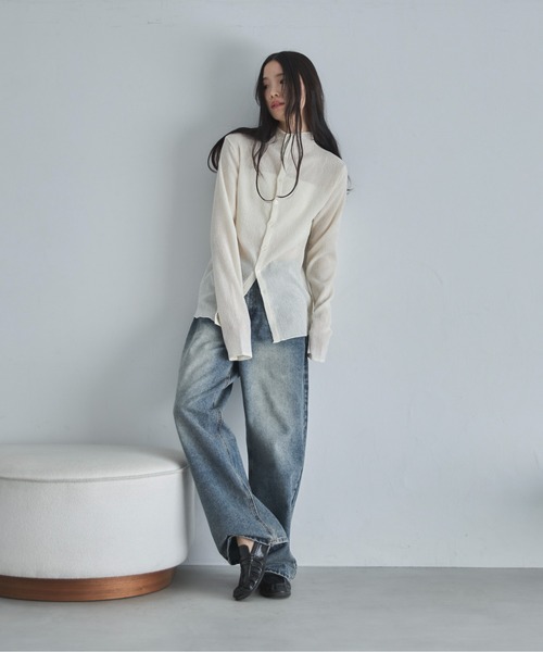 feepur（フェピュール）の「スタンドネックシャーリングシアーカーディガン（カーディガン/ボレロ・レディース・アイボリー/ブラック・MEDIUM）」の18枚目の写真