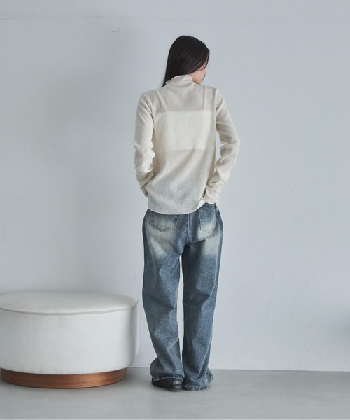 feepur（フェピュール）の「スタンドネックシャーリングシアーカーディガン（カーディガン/ボレロ・レディース・アイボリー/ブラック・MEDIUM）」の20枚目の写真