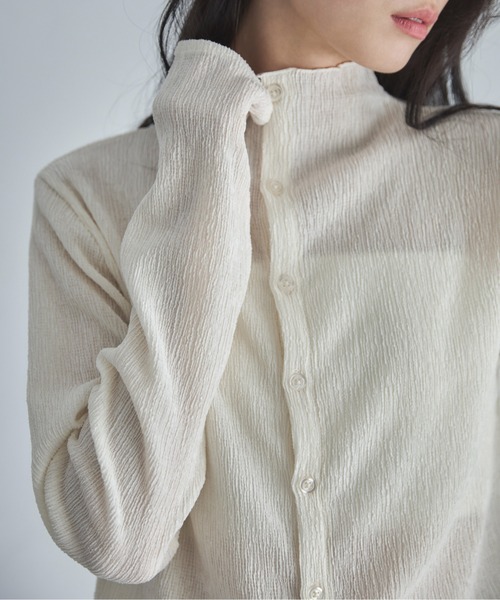 feepur（フェピュール）の「スタンドネックシャーリングシアーカーディガン（カーディガン/ボレロ・レディース・アイボリー/ブラック・MEDIUM）」の10枚目の写真