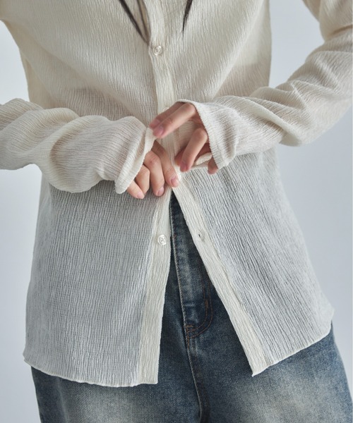 feepur（フェピュール）の「スタンドネックシャーリングシアーカーディガン（カーディガン/ボレロ・レディース・アイボリー/ブラック・MEDIUM）」の12枚目の写真