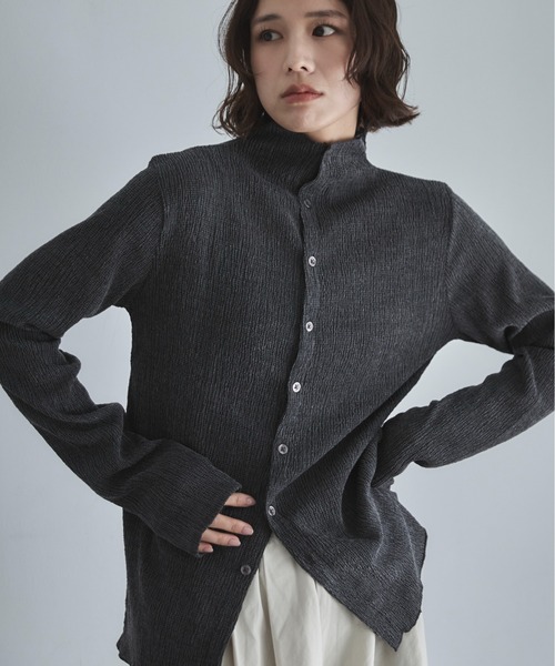 feepur（フェピュール）の「スタンドネックシャーリングシアーカーディガン（カーディガン/ボレロ・レディース・アイボリー/ブラック・MEDIUM）」の5枚目の写真