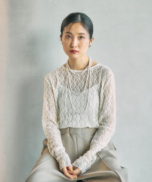 LEPSIM（レプシィム）の「レースインナー　639360（Tシャツ/カットソー・レディース・ブラック/アイボリー/ホワイト/イエロー・FREE）」の2枚目の写真