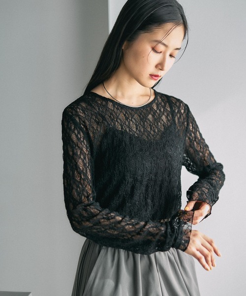 LEPSIM（レプシィム）の「レースインナー　639360（Tシャツ/カットソー・レディース・ブラック/アイボリー/ホワイト/イエロー・FREE）」の3枚目の写真