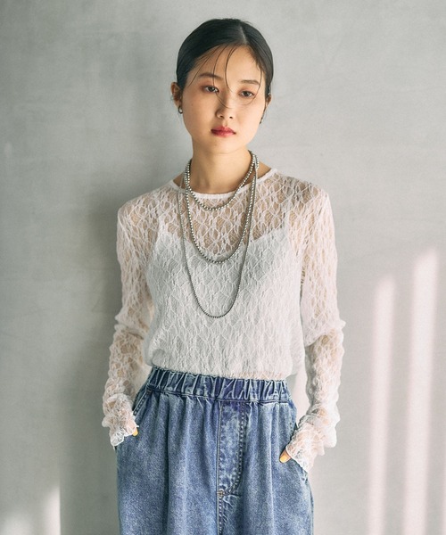 LEPSIM（レプシィム）の「レースインナー　639360（Tシャツ/カットソー・レディース・ブラック/アイボリー/ホワイト/イエロー・FREE）」の14枚目の写真