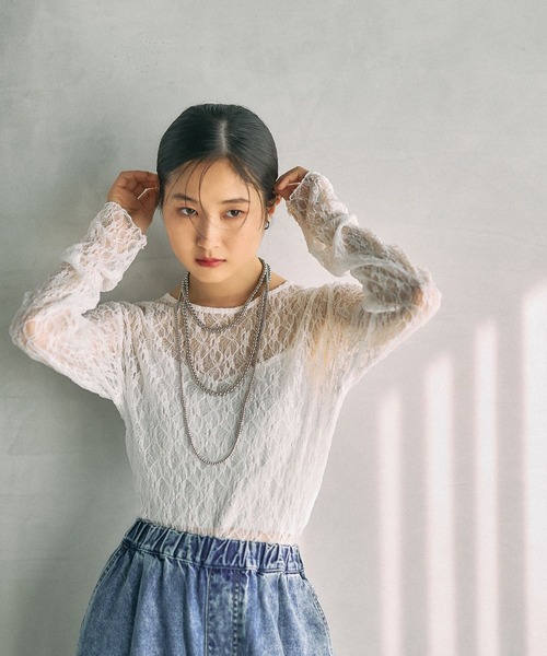 LEPSIM（レプシィム）の「レースインナー　639360（Tシャツ/カットソー・レディース・ブラック/アイボリー/ホワイト/イエロー・FREE）」の17枚目の写真