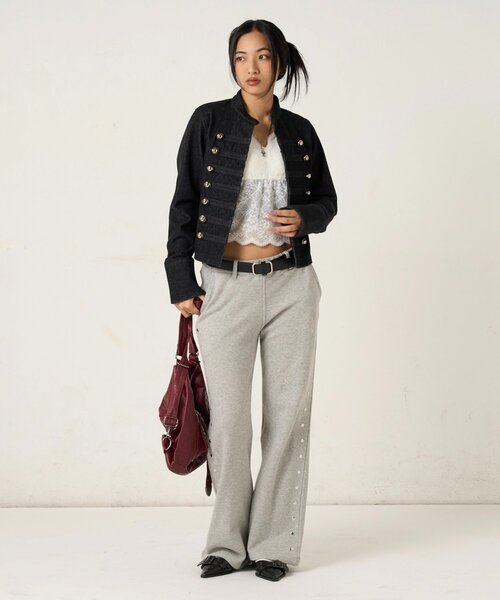 WHO'S WHO gallery(フーズフーギャラリー)の「ナポレオンデニムジャケット(デニムジャケット・レディース・ブラック/サックスブルー・FREE)」の6枚目の写真