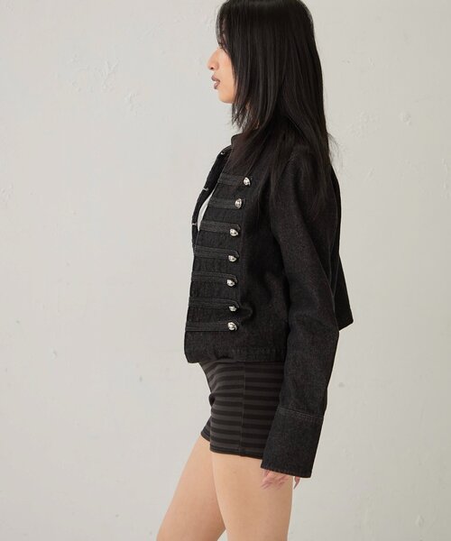 WHO'S WHO gallery(フーズフーギャラリー)の「ナポレオンデニムジャケット(デニムジャケット・レディース・ブラック/サックスブルー・FREE)」の12枚目の写真