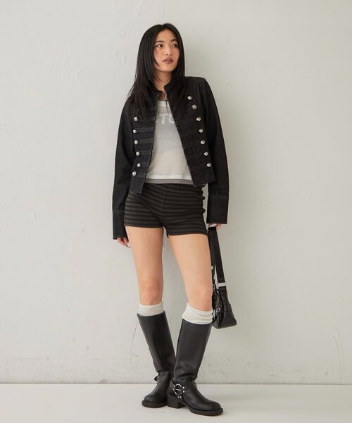 WHO'S WHO gallery(フーズフーギャラリー)の「ナポレオンデニムジャケット(デニムジャケット・レディース・ブラック/サックスブルー・FREE)」の14枚目の写真