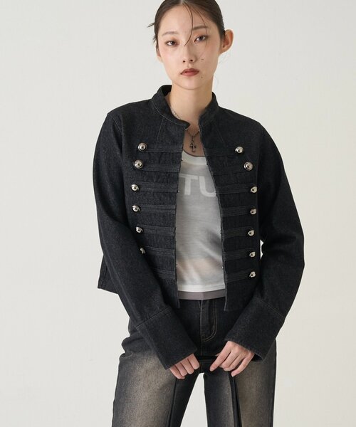 WHO'S WHO gallery(フーズフーギャラリー)の「ナポレオンデニムジャケット(デニムジャケット・レディース・ブラック/サックスブルー・FREE)」の15枚目の写真