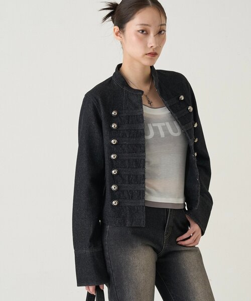 WHO'S WHO gallery(フーズフーギャラリー)の「ナポレオンデニムジャケット(デニムジャケット・レディース・ブラック/サックスブルー・FREE)」の17枚目の写真