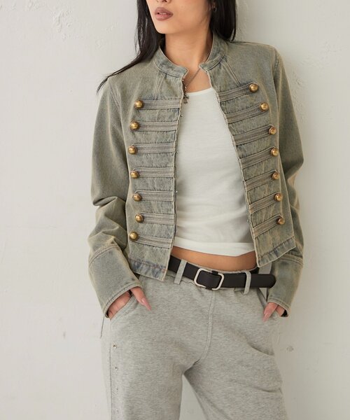 WHO'S WHO gallery(フーズフーギャラリー)の「ナポレオンデニムジャケット(デニムジャケット・レディース・ブラック/サックスブルー・FREE)」の6枚目の写真