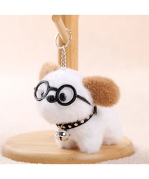 Bling Leads（ブリングリーズ）の「【Bls】【ZA】【Bling Leads】めがねわんこ キーホルダー 犬（キーホルダー）」