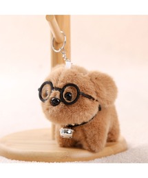 Bling Leads（ブリングリーズ）の「【Bls】【ZA】【Bling Leads】めがねわんこ キーホルダー 犬（キーホルダー）」