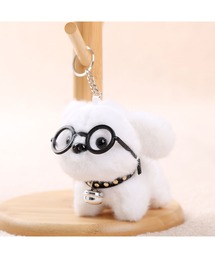 Bling Leads（ブリングリーズ）の「【Bls】【ZA】【Bling Leads】めがねわんこ キーホルダー 犬（キーホルダー）」