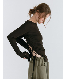 BACKLESS STRAP T-SHIRT / BLACK