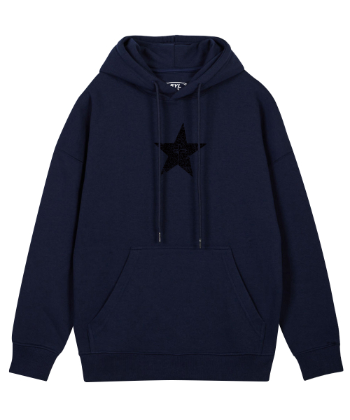 BY.L(バイエル)の「クロススターハーフフードネイビー(パーカー・メンズ・その他・M/L/XL/XXL)」の1枚目の写真