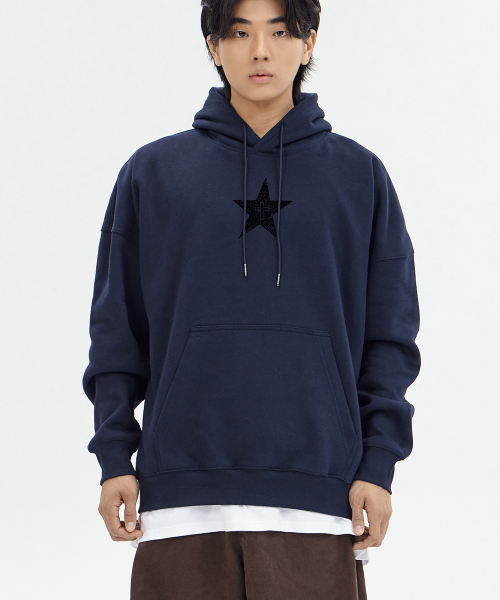 BY.L(バイエル)の「クロススターハーフフードネイビー(パーカー・メンズ・その他・M/L/XL/XXL)」の3枚目の写真