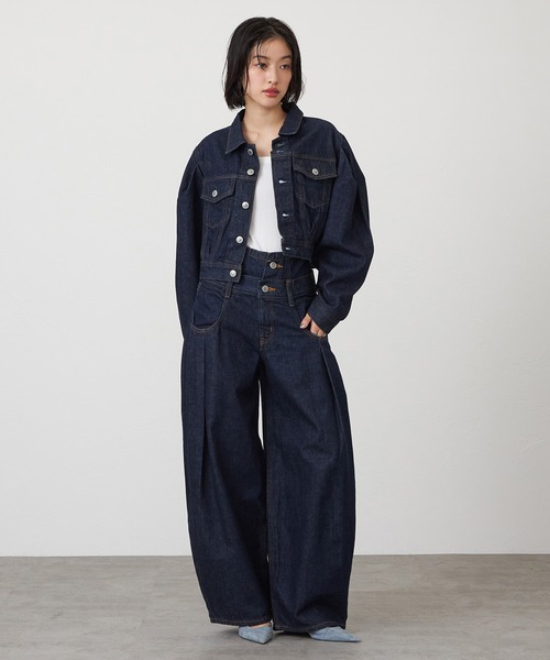 SOMETHING(サムシング)の「【GISELe 4月号掲載】atelier SOMETHING DOUBLE BELT WIDE PANTS/ダブルベルトワイドパンツ(デニムパンツ・レディース・インディゴブルー/ライトインディゴブルー・MEDIUM/SMALL)」の12枚目の写真