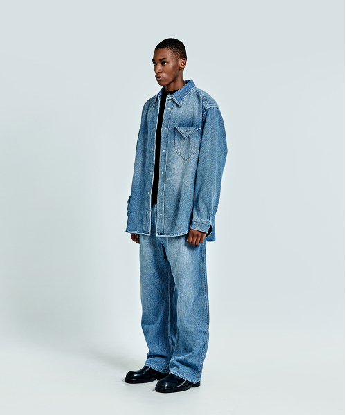 51%(フィフティーワンパーセント)の「Waffle denim shirt - Blue(シャツ/ブラウス・メンズ・その他・M/L)」の3枚目の写真