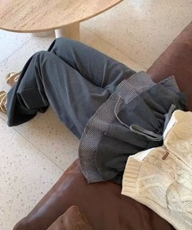 26ss チェックレイヤード風ワイドスウェットパンツ