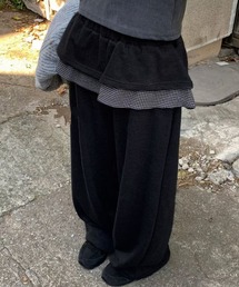 26ss チェックレイヤード風ワイドスウェットパンツ