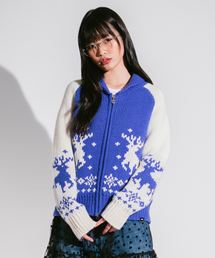 WM DEER COWICHAN ZIP-UP CARDIGAN blue