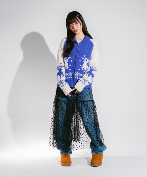 LMCの「WM DEER COWICHAN ZIP-UP CARDIGAN blue(カーディガン/ボレロ・レディース・その他・S/M)」の2枚目の写真