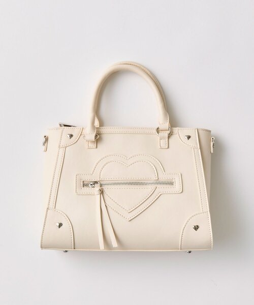 OLIVE des OLIVE（オリーブデオリーブ）の「ハートスタッズバッグ（トートバッグ・レディース・ピンク/ブラック/アイボリー/ベージュ・FREE）」の10枚目の写真