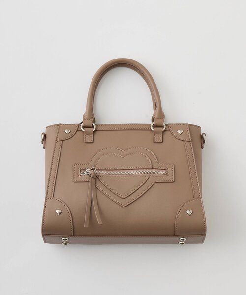 OLIVE des OLIVE（オリーブデオリーブ）の「ハートスタッズバッグ（トートバッグ・レディース・ピンク/ブラック/アイボリー/ベージュ・FREE）」の13枚目の写真