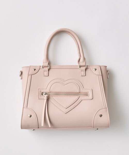OLIVE des OLIVE（オリーブデオリーブ）の「ハートスタッズバッグ（トートバッグ・レディース・ピンク/ブラック/アイボリー/ベージュ・FREE）」の14枚目の写真
