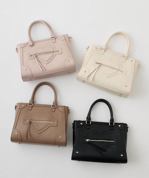 OLIVE des OLIVE（オリーブデオリーブ）の「ハートスタッズバッグ（トートバッグ・レディース・ピンク/ブラック/アイボリー/ベージュ・FREE）」の15枚目の写真