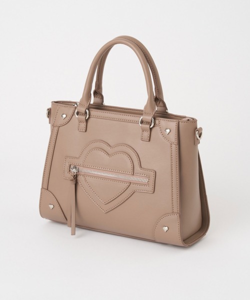 OLIVE des OLIVE（オリーブデオリーブ）の「ハートスタッズバッグ（トートバッグ・レディース・ピンク/ブラック/アイボリー/ベージュ・FREE）」の3枚目の写真